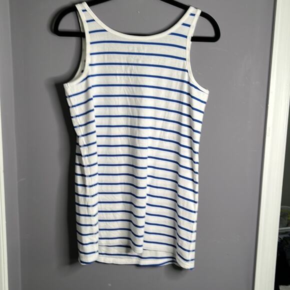 Lane Bryant Cotton Stretch Blue and White Striped Scoop Neck Tank Size 16 - Picture 5 of 8